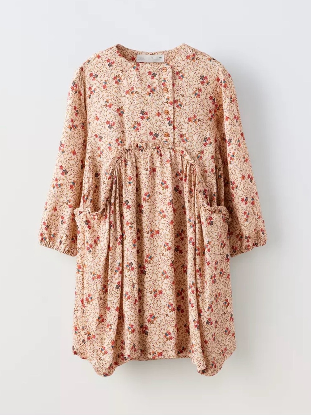 Zara Girls Floral Beige Babydoll Tunic Dress size 8